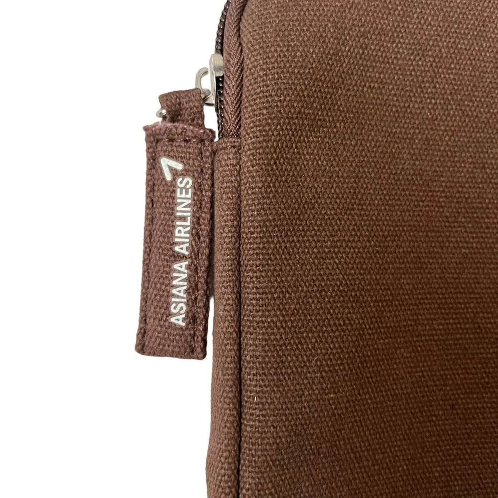 Aigner Brown Zip-Around Pouch - Asiana Airlines Unisex Amenity Kit Toiletry Bag
